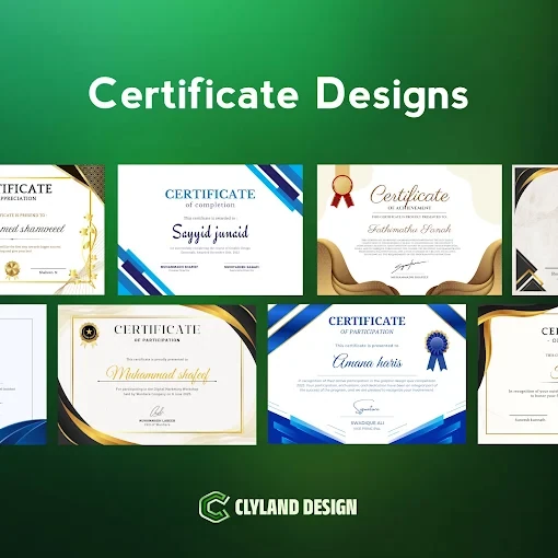 Certificate designs by Clyland Design