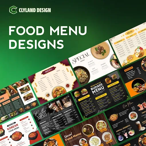 Food menu designs by Clyland Design